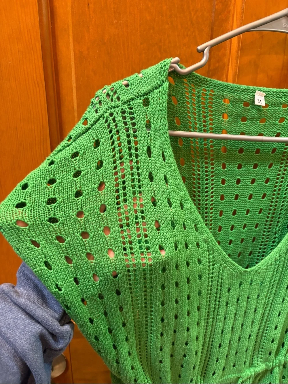 Kelly Green Crochet Draw String Waist Beach Pool Cover Up Size Medium